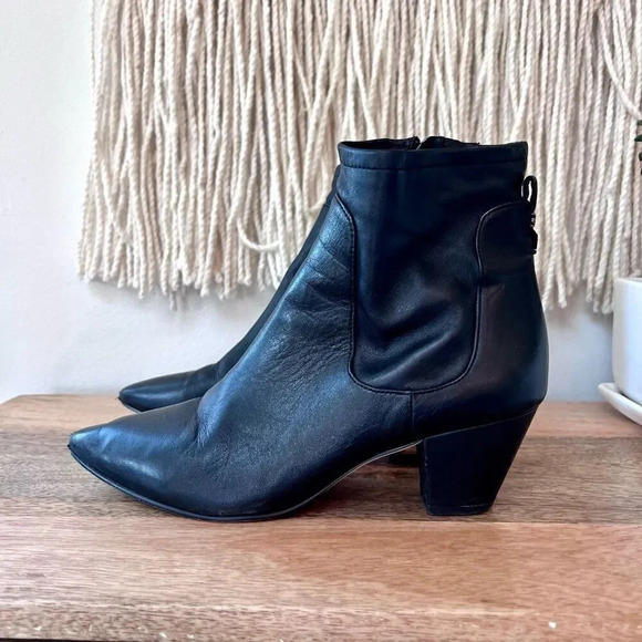 Sam Edelman Womens Black Pointed Toe Karlee Block Heel Ankle Booties‎ Size 6.5M - Picture 1 of 10